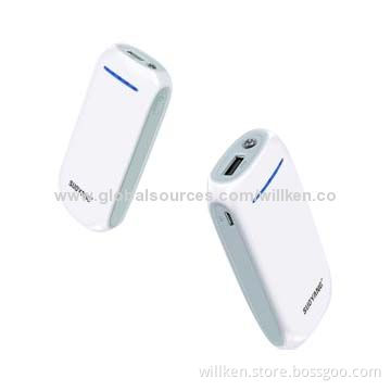 Portable Power Banks for iPhone and iPad Mini, LED Torch, 5,2000mAh Capacity, White Color